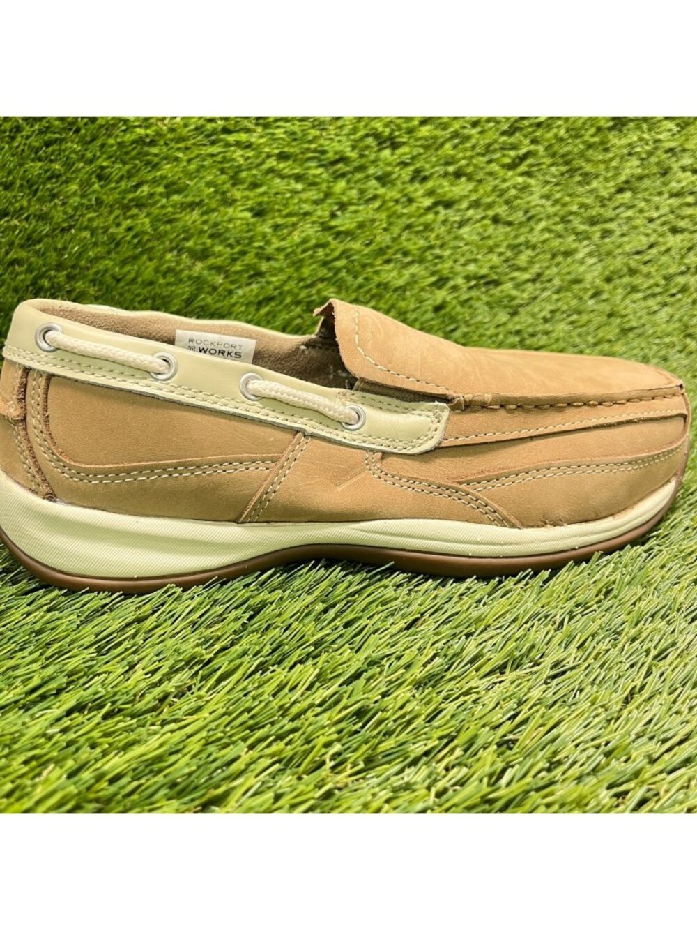 Rockport Sailing Club Womens Size 8 Brown Ivory Steel Toe Safety Work Boat Shoes